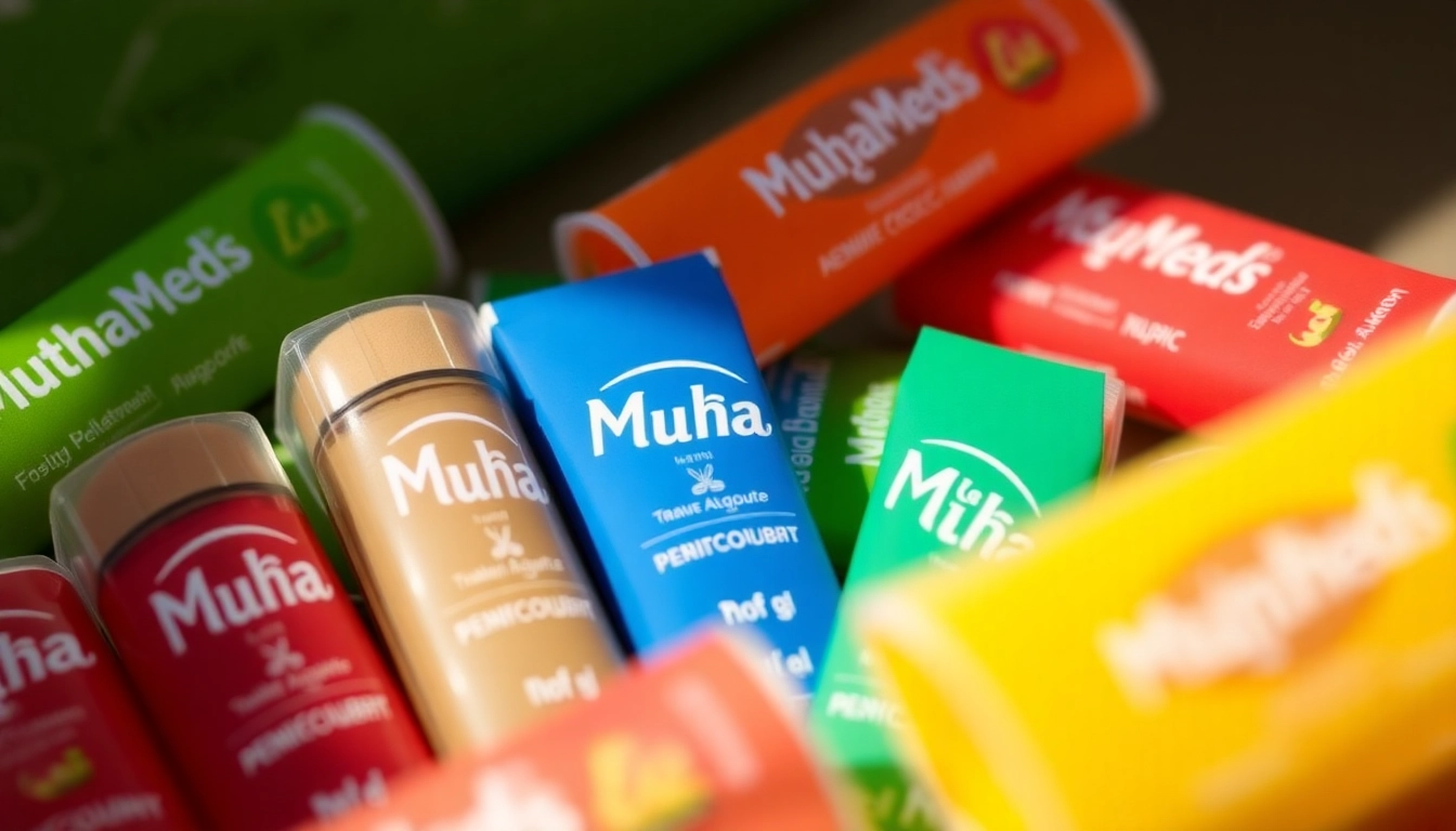 Experience the bold flavors of Muha Meds Pre-Filled Disposables displayed elegantly on a gradient background.