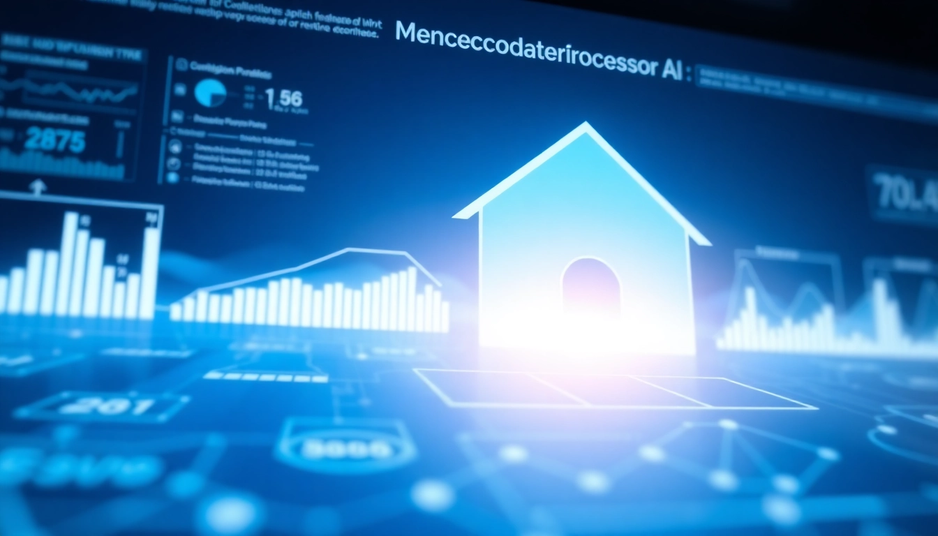 Visualizing the mortgage process with AI through a modern digital interface, showcasing efficiency and automation.