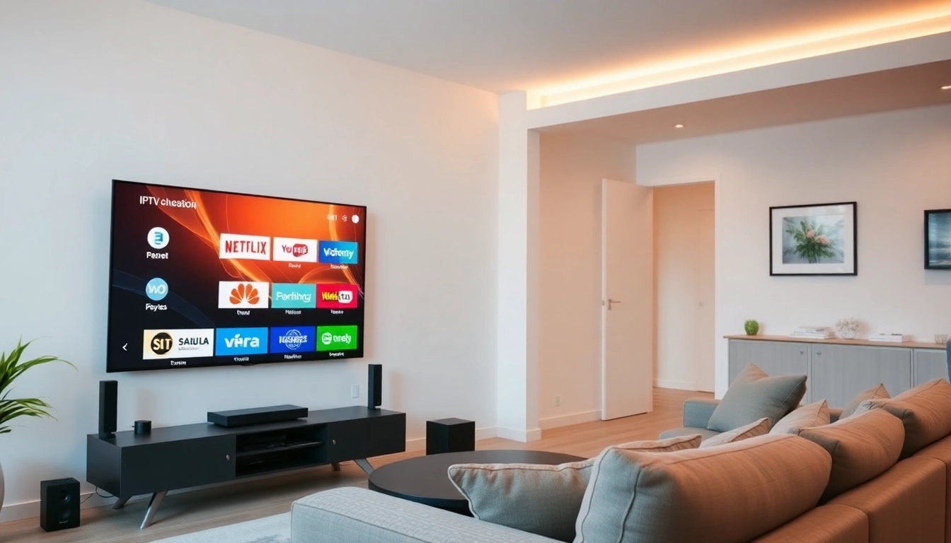 Experience top-notch abonnement iptv with a cozy living room setup showcasing smart TV streaming.