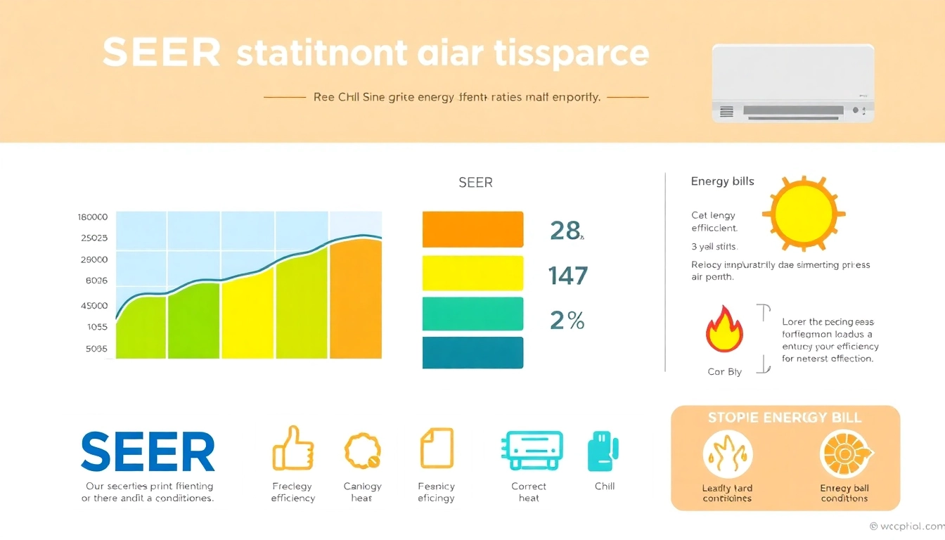 Illustrate what a SEER rating on air conditioners means by showing its energy efficiency impact and comparison across various models.