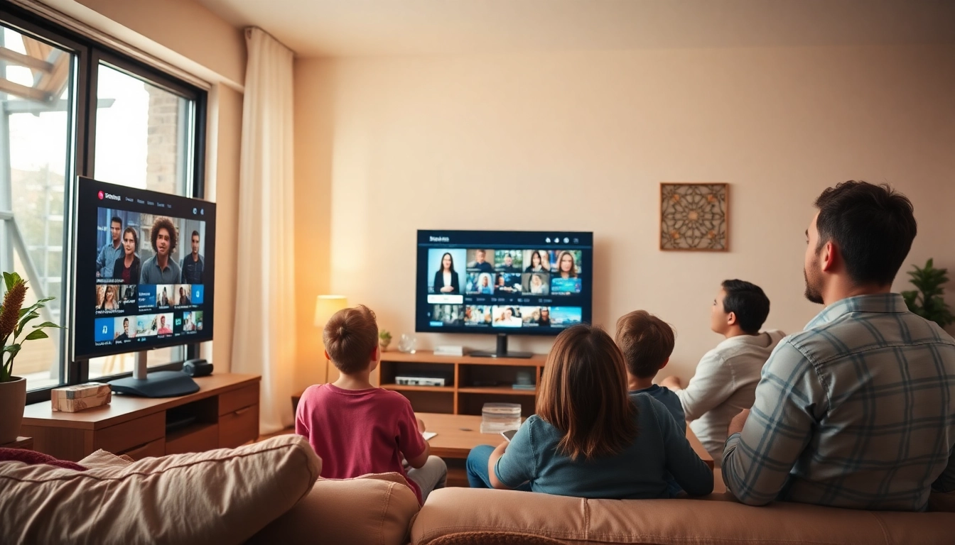 Enjoy a free iptv trial in a cozy family setting, watching diverse streaming options on a modern TV.