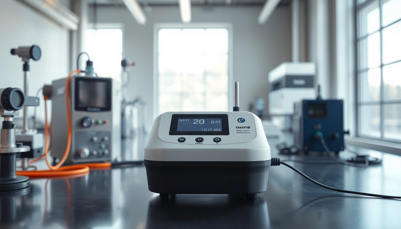 Ozone gas detector in a modern lab, showcasing its features for environmental monitoring.