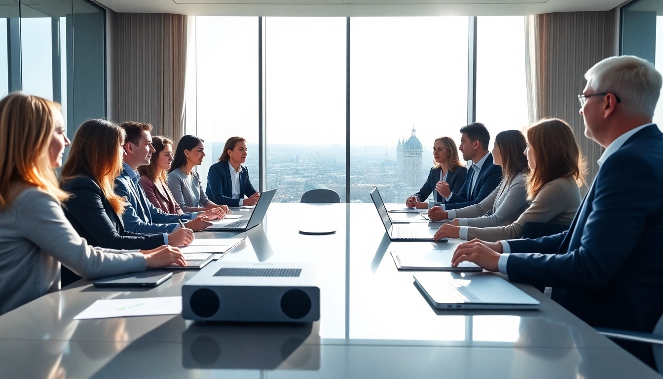 Créer une holding Luxembourg SOPARFI avec des professionnels en réunion dans un bureau moderne.