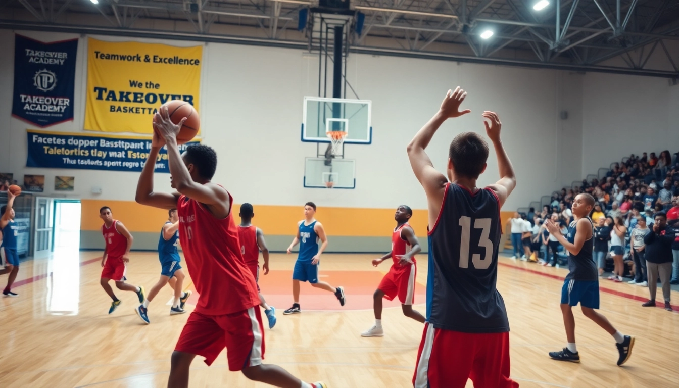 Train hard at the Takeover Basketball Academy with young athletes showcasing skills and teamwork.