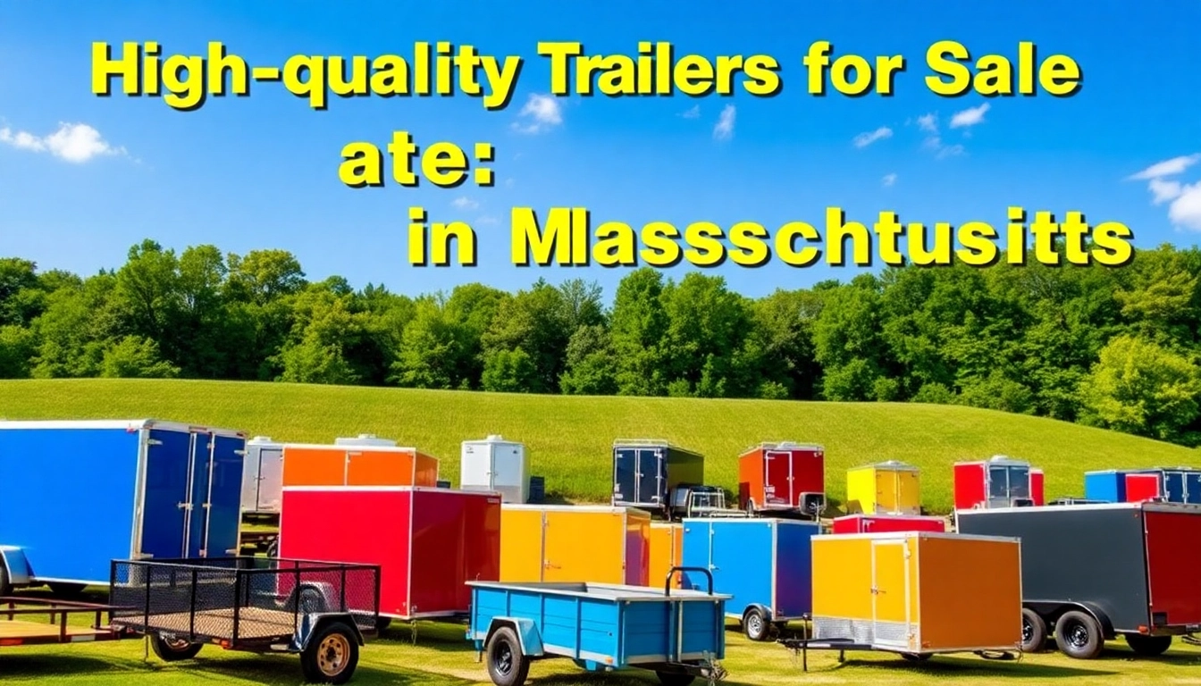 Browse trailers for sale in Massachusetts showcasing diverse utility and cargo options in a vibrant setting.