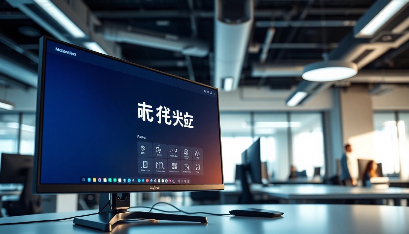 Interact with the 美洽官网 interface displayed on a modern computer in a stylish office setting.