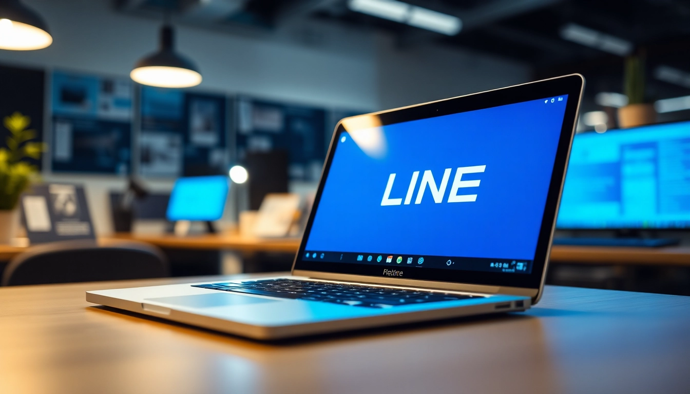 Explore the features of line電腦版官方下載 on a sleek laptop surrounded by modern office tools.