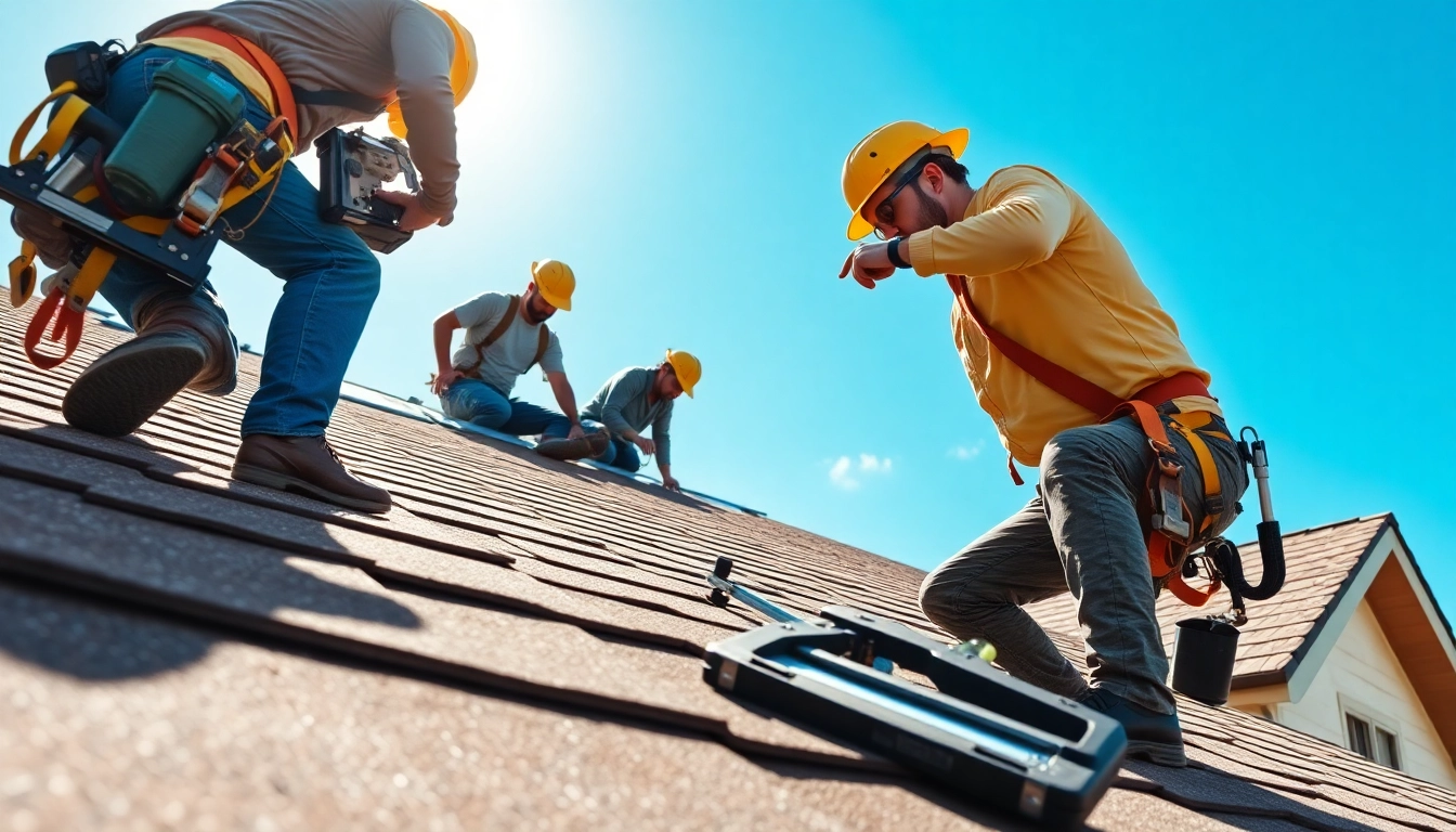 Expert 5-star roofing contractors Central Texas installing quality shingles on a home.