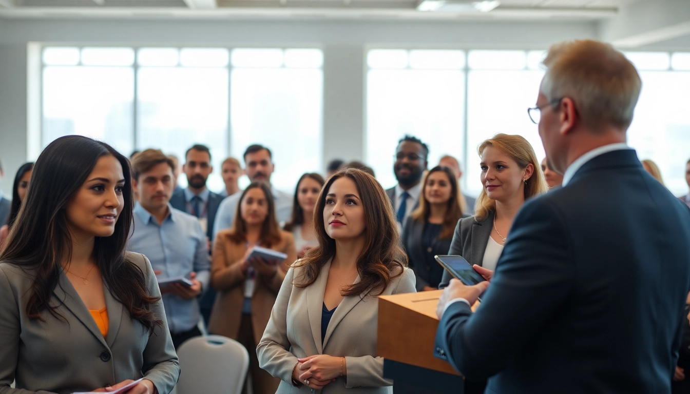 Engaging moment from Miami Corporate Event Videography Photography capturing a speaker addressing a corporate audience.