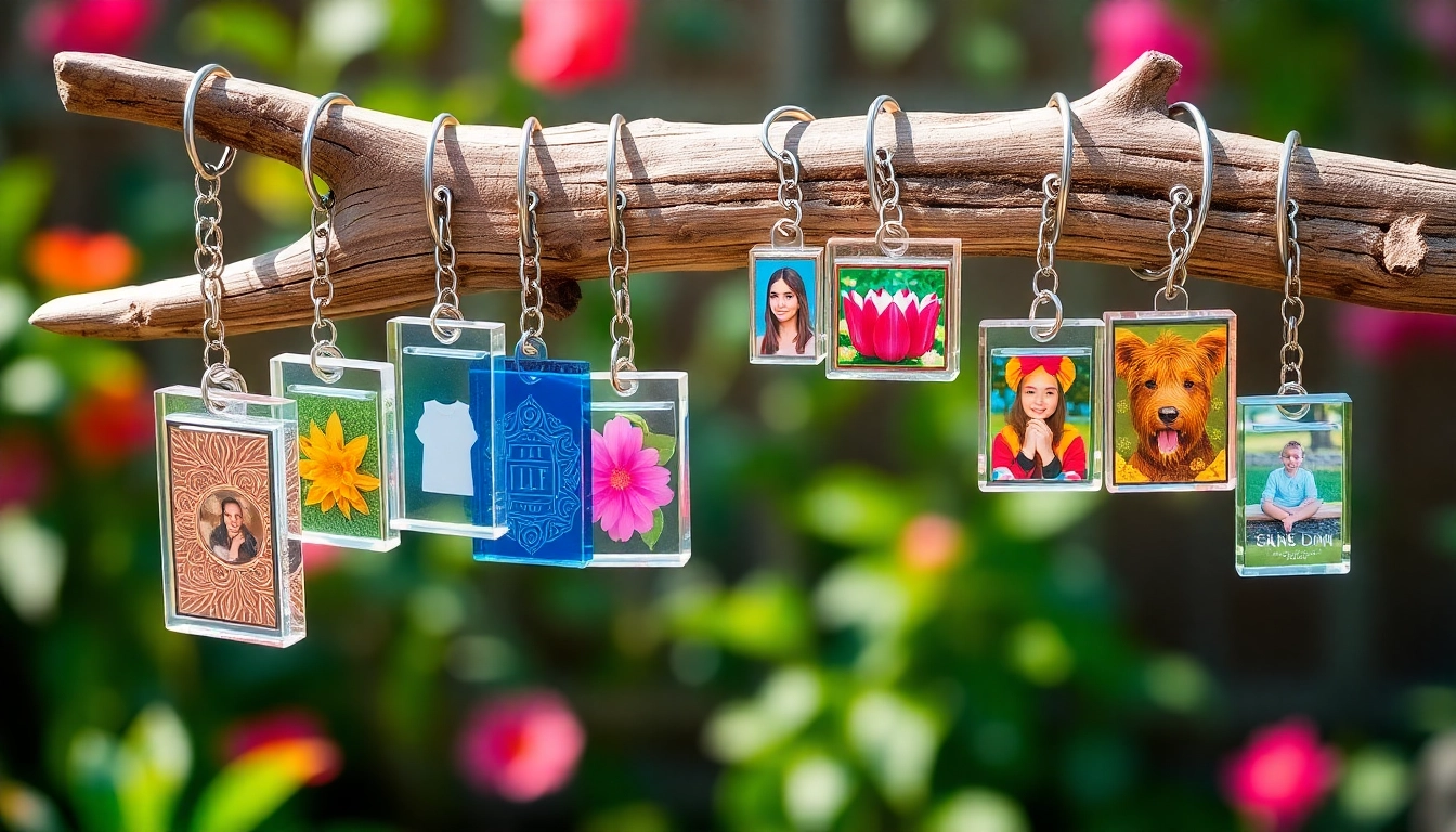 Showcase of colorful acrylic keychains designed for personalization and custom orders.