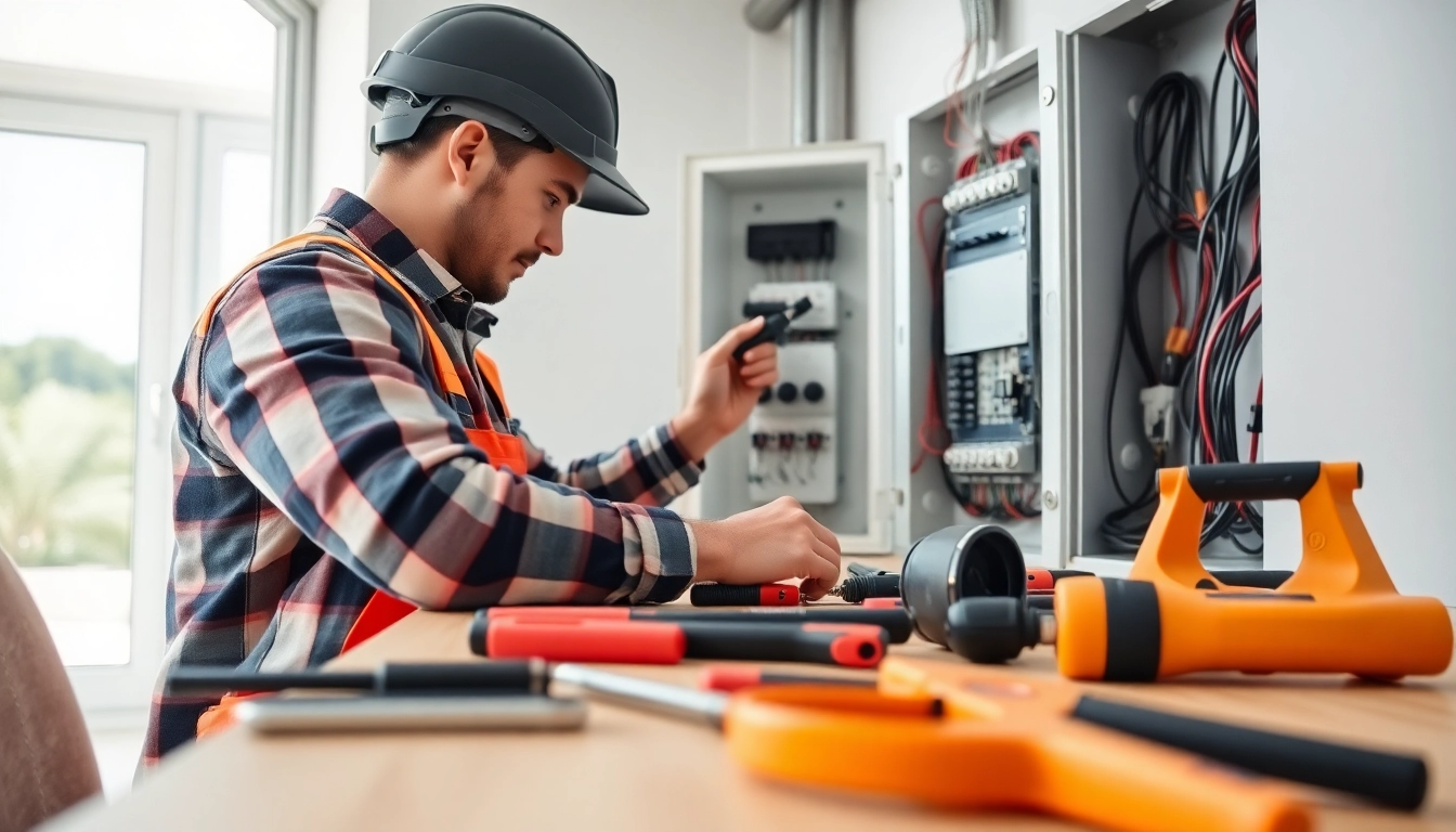 Technician upgrading Electrical Panel Clearwater in a sleek home environment.
