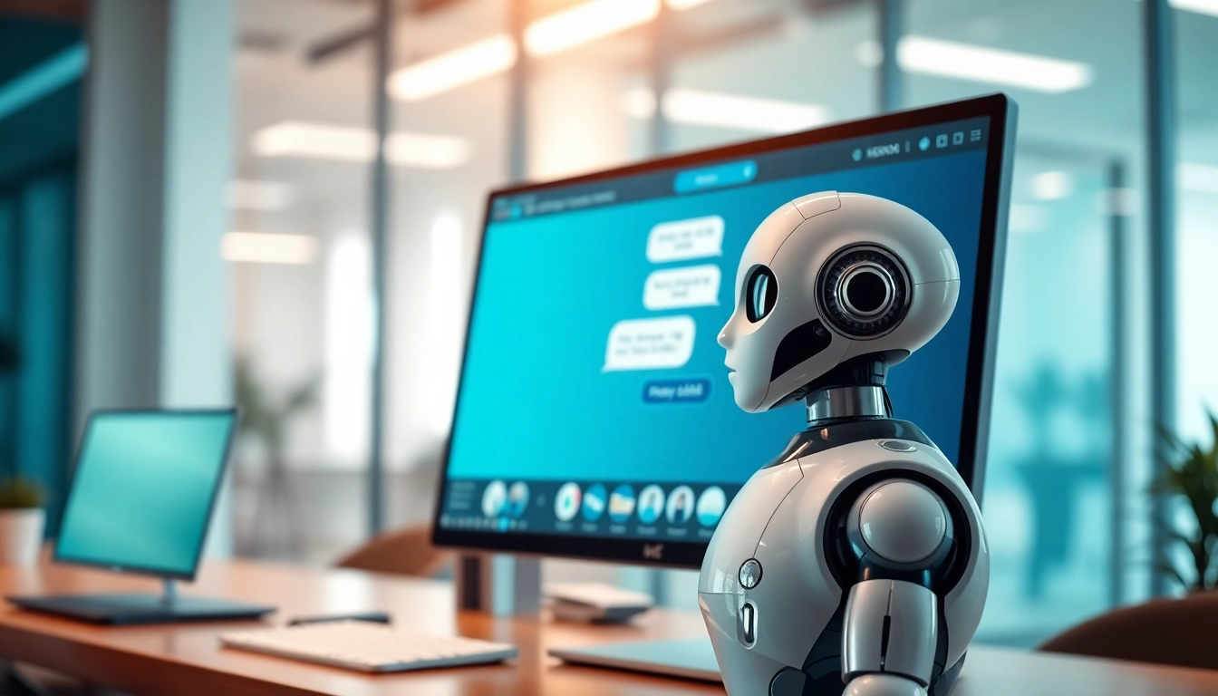Engage with an AI bot for websites in a modern office environment, enhancing customer interaction.