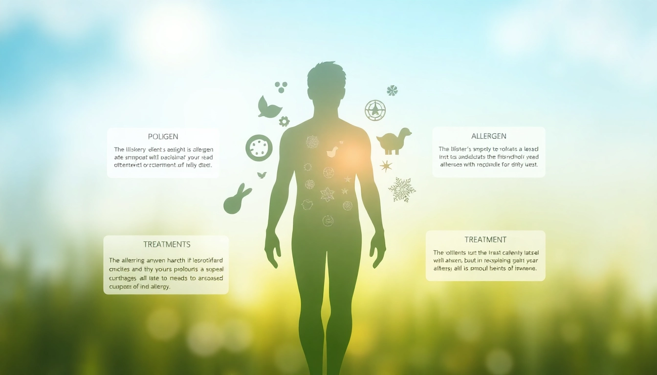 Die Darstellung von Allergien mit unterschiedlichen Allergenen und Symptomen für besseres Verständnis.
