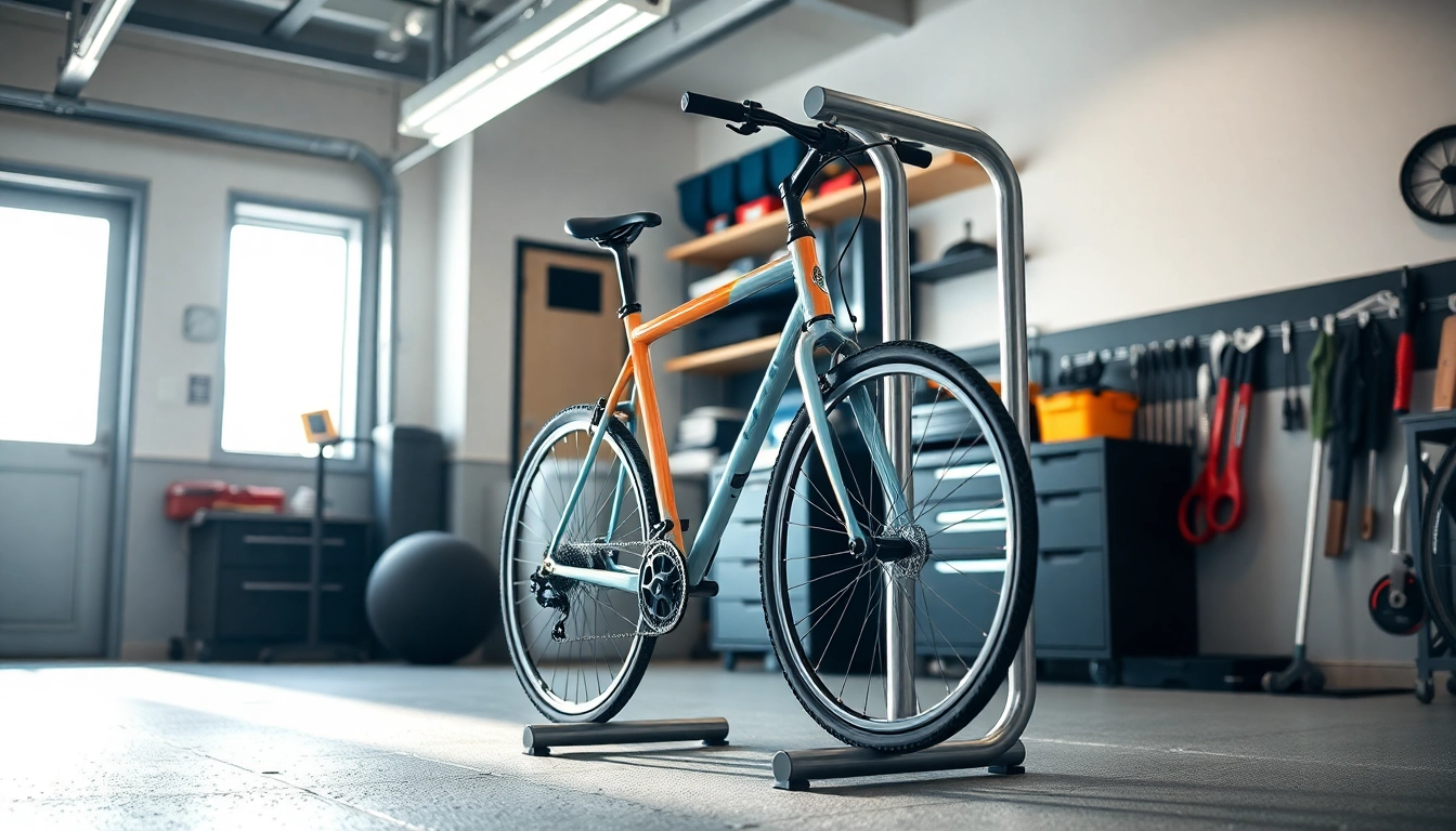 Optimize your space with a sleek space-saving bike rack showcasing stylish bike storage.